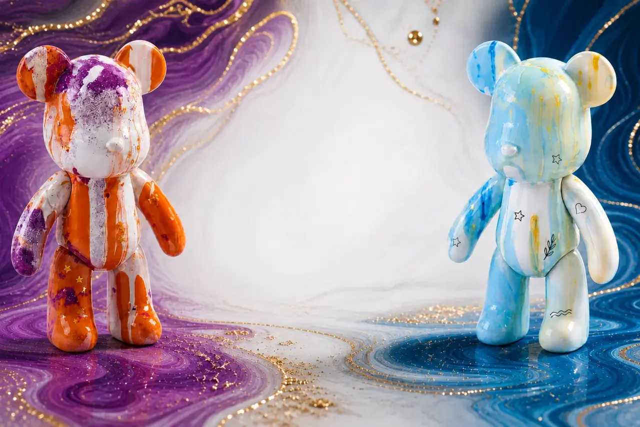 Figurines in Fluid Art technique